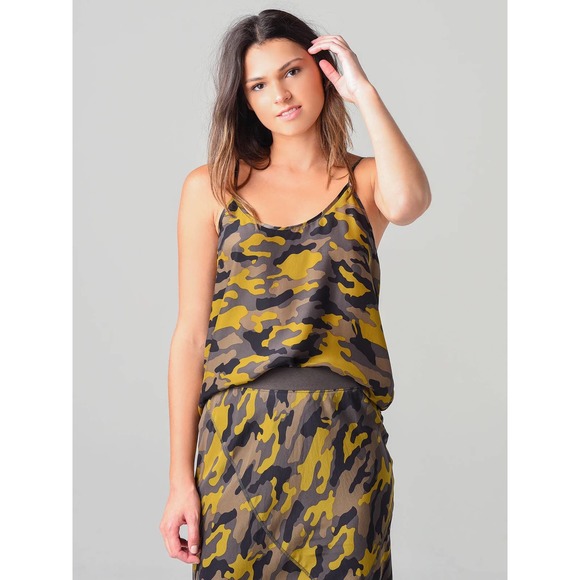 ATM Anthony Thomas Melillo Camo Print Silk Cami Top Size Medium